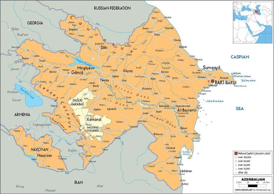 Azerbaijan Map (Political) – Worldometer, Bərdə, Azerbaijan, Azerbaijan Road, Baku City Azerbaijan