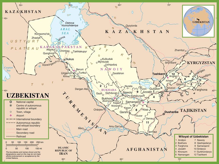 B”Uzbekistan Politico Sulla Mappa – Mappa Delluzbekistan Politico (Asia …”, Paxtaobod, Uzbekistan, Uzbekistan Asia, Uzbekistan On World