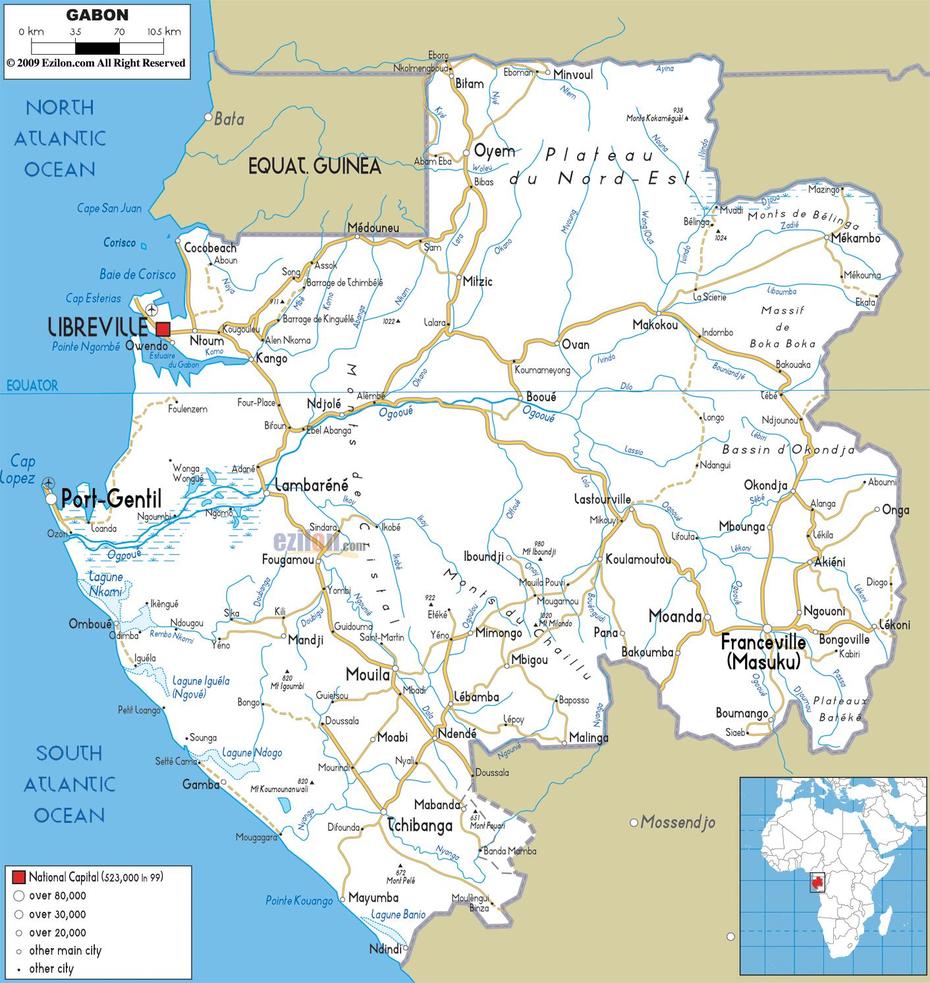 Detailed Clear Large Road Map Of Gabon – Ezilon Maps, Lambaréné, Gabon, Gabon Africa, Gabon Culture