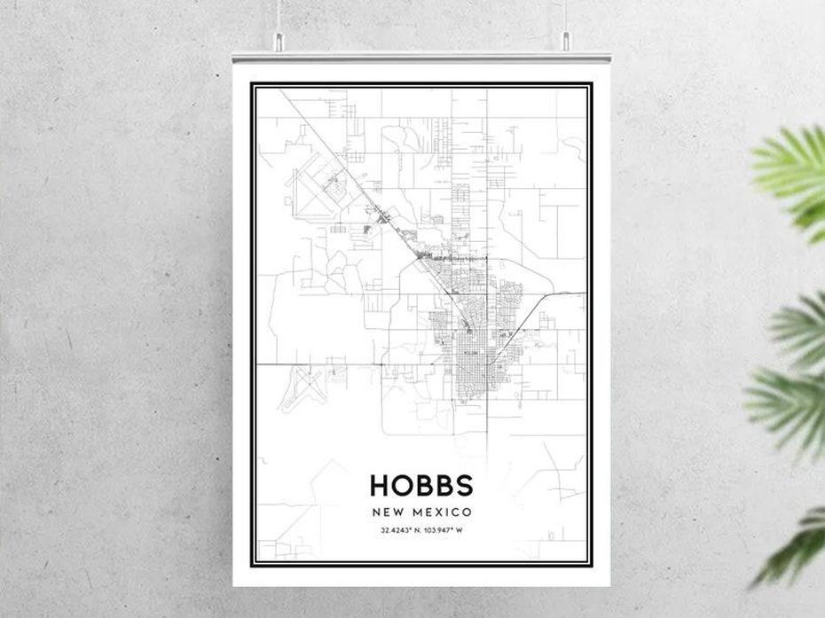 Hobbs Map Print Hobbs Map Poster Wall Art Nm City Map New | Etsy, Hobbs, United States, Downtown Hobbs New Mexico, Deming New Mexico