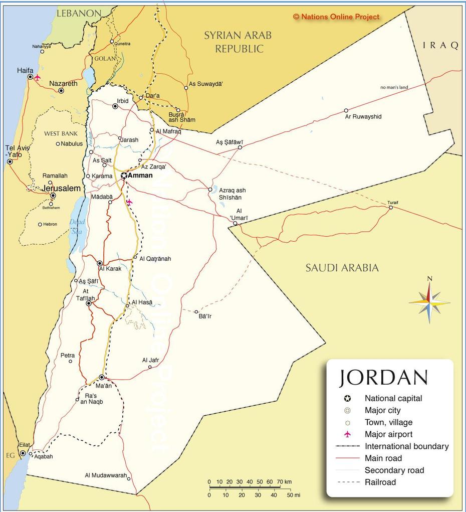 Jordan Map | World Map Of Jordan, Aţ Ţurrah, Jordan, Jordan On A World, Jordania