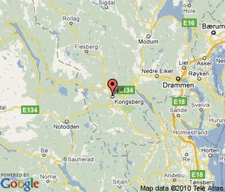 Kongsberg Map, Kongsberg, Norway, Norway Highway, Vemork