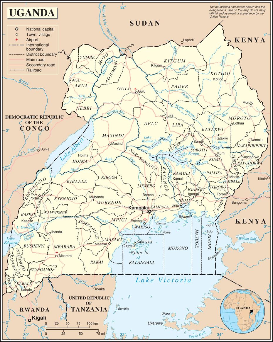 Map Of Uganda (Political Map) : Worldofmaps – Online Maps And …, Budaka, Uganda, Uganda Language, Uganda Railway