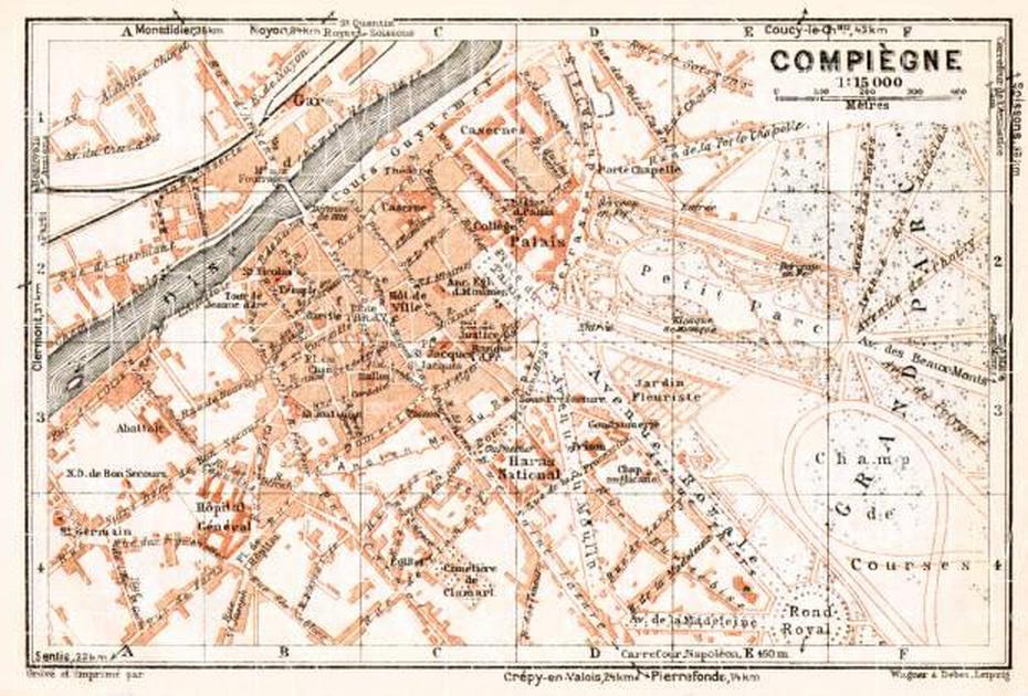 Old Map Of Compiegne In 1931. Buy Vintage Map Replica Poster Print Or …, Compiègne, France, Leon France, Picardie France