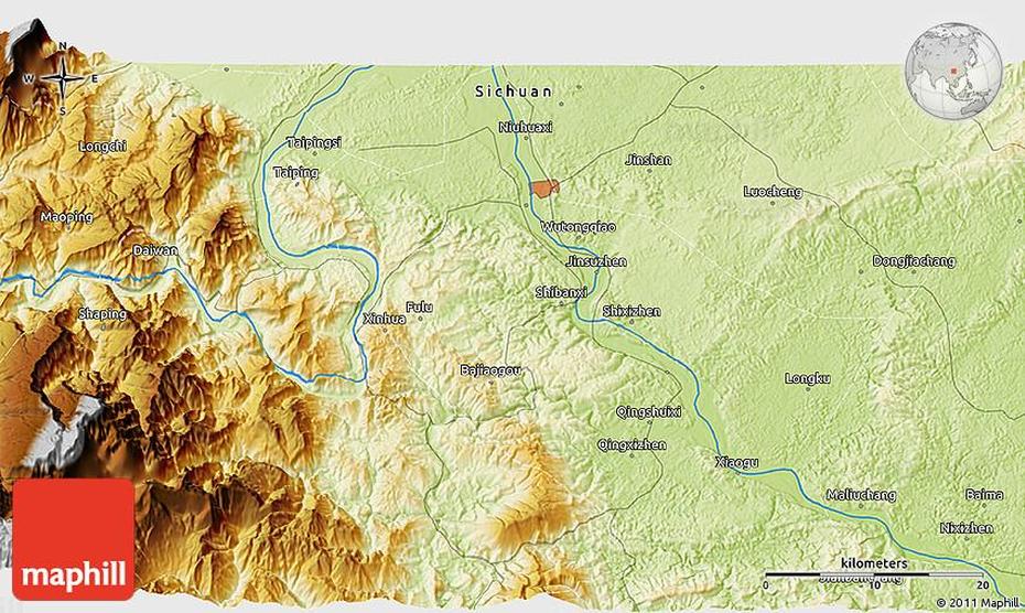 Physical 3D Map Of Luocheng, Luocheng, China, Communist China, Shanghai In China