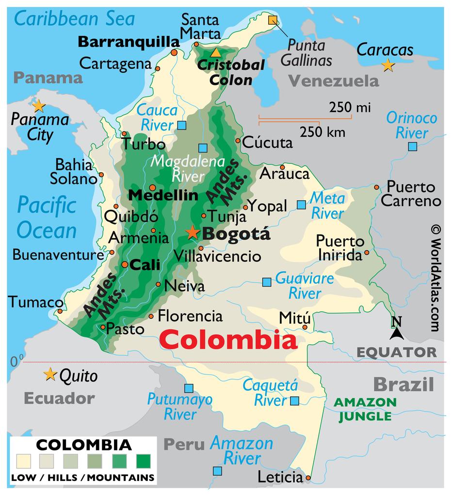 Colombia Map / Geography Of Colombia / Map Of Colombia – Worldatlas, Guachavés, Colombia, Colombia River, Colombia Cities