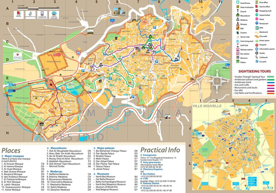 Fez Tourist Map, Fès, Morocco, Marrakech Morocco Tourist, Du Maroc