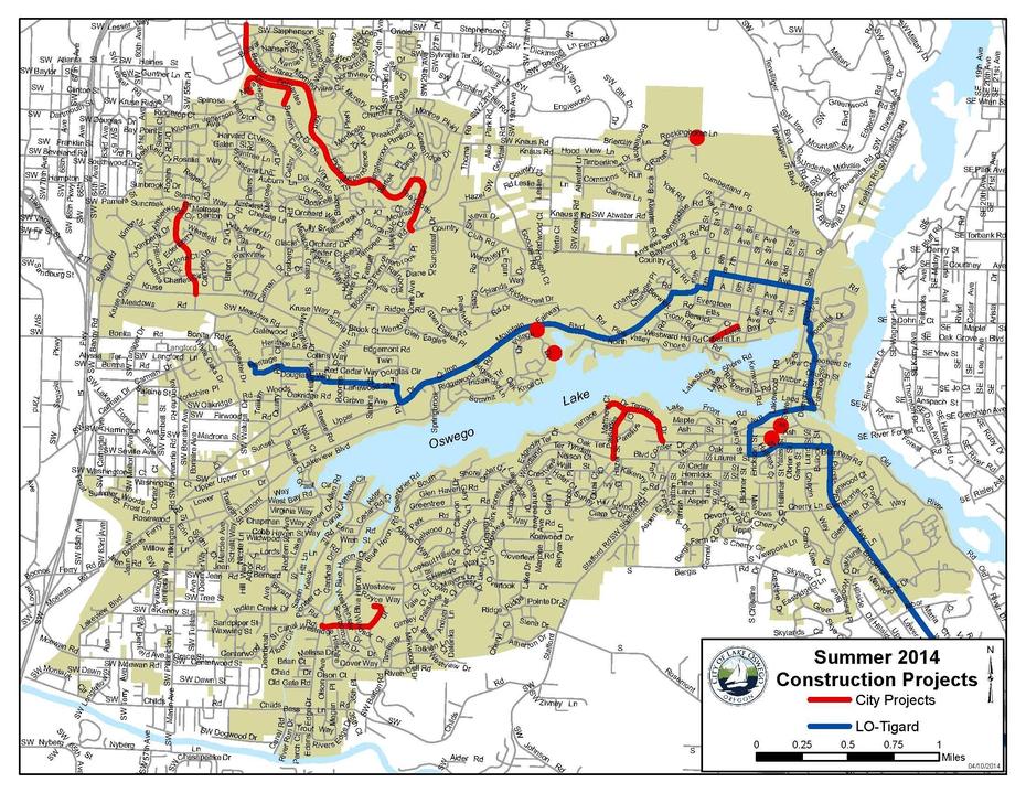 Lake Oswego Street Map | Summer 2014 Construction Projects | Lake …, Lake Oswego, United States, Downtown Lake Oswego, Lake Oswego Parks