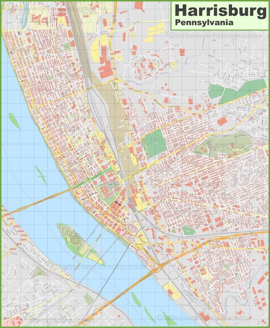 Large Detailed Map Of Harrisburg, Harrisburg, United States, Harrisburg Weather, Penn State Harrisburg