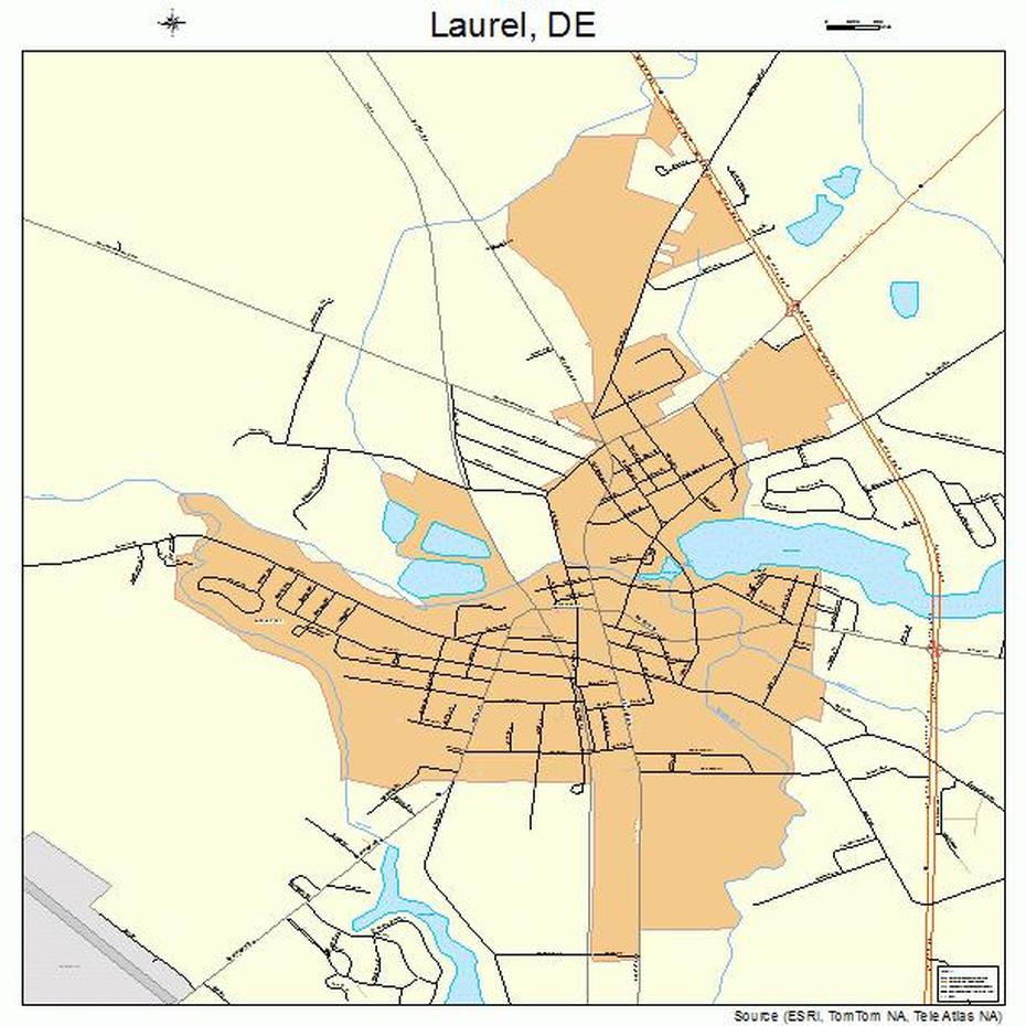 Laurel Delaware Street Map 1041310, Laurel, United States, United States  Color, United States  With City