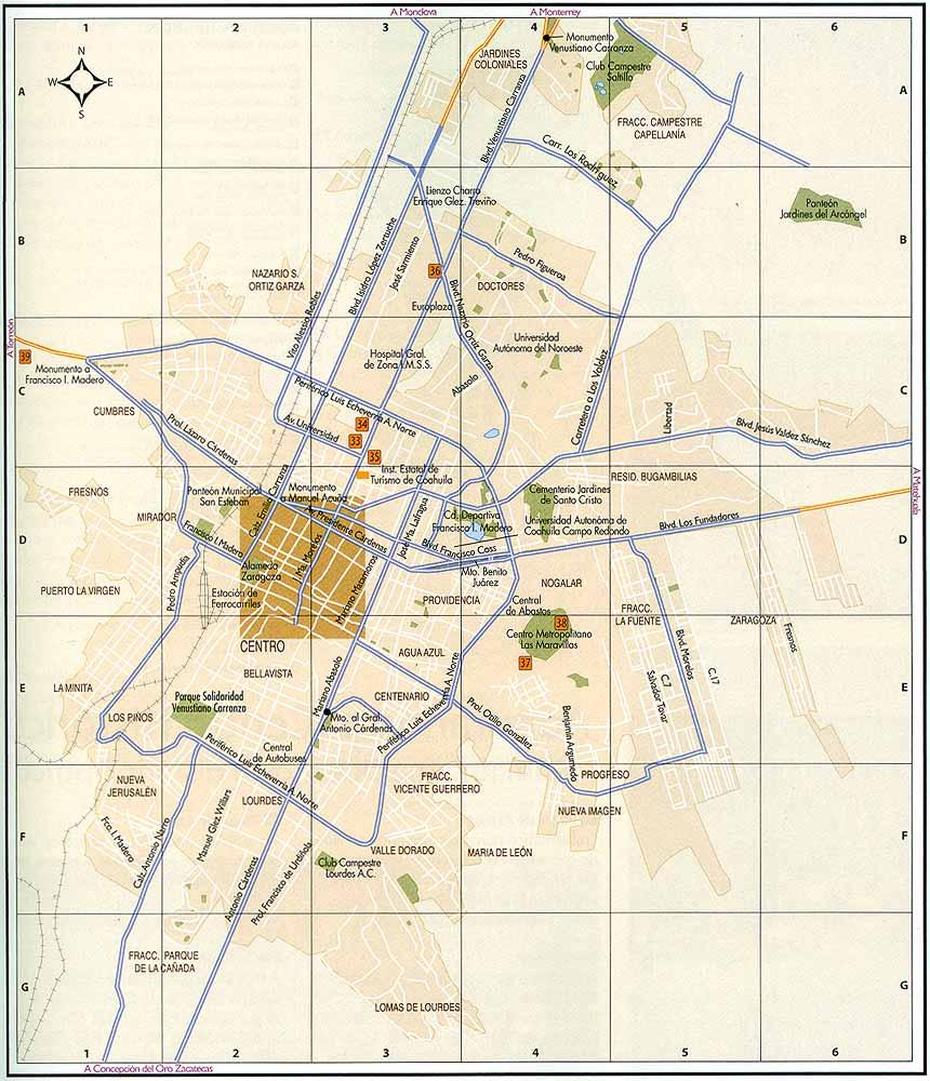 Map Of Saltillo – Full Size, Saltillo, Mexico, Cancun Mexico, Ixtapa Mexico