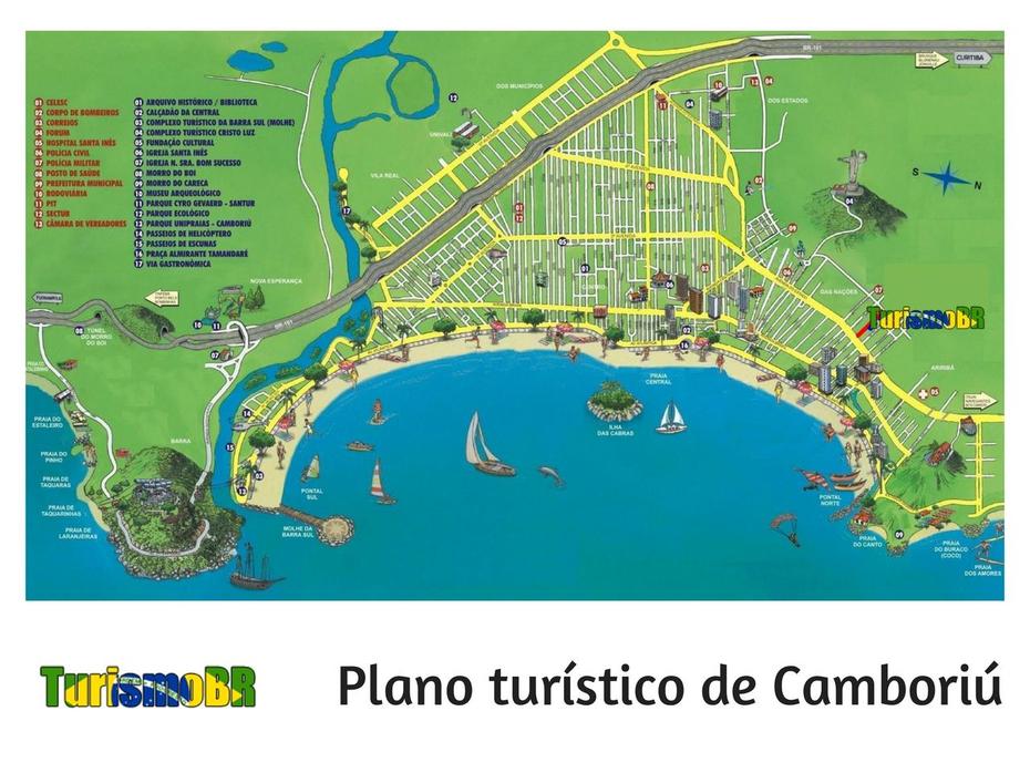 Mapa Turistico De Camboriu – Turismo Brasil, Cambuí, Brazil, World, Brazil  Drawing