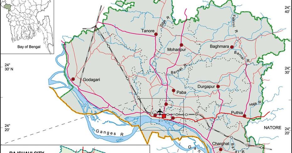 Maps Of Bangladesh: Political Map Of Rajshahi District, Rājshāhi, Bangladesh, Rajshahi  Division, Rajshahi  Airport