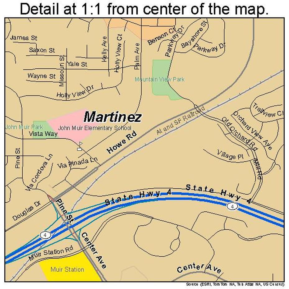 Martinez California Street Map 0646114, Martinez, United States, United States  For Kids, Detailed  United States