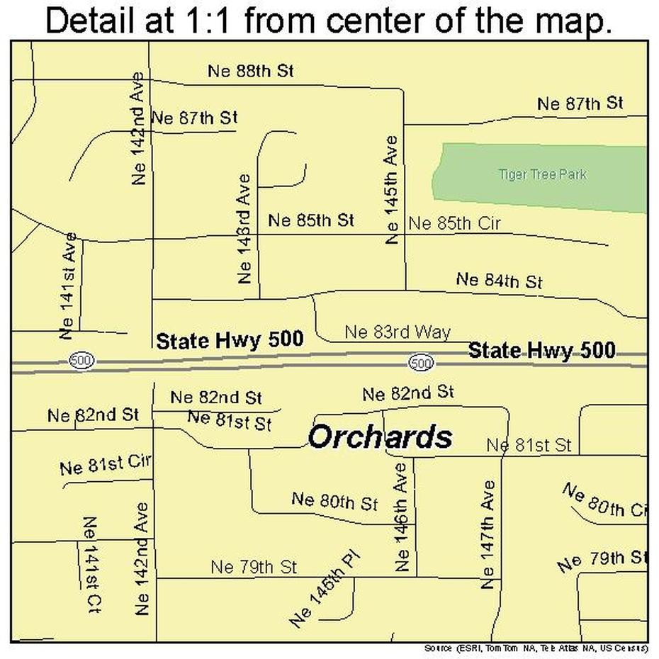 Orchards Washington Street Map 5351795, Orchards, United States, United States  Color, United States  With City