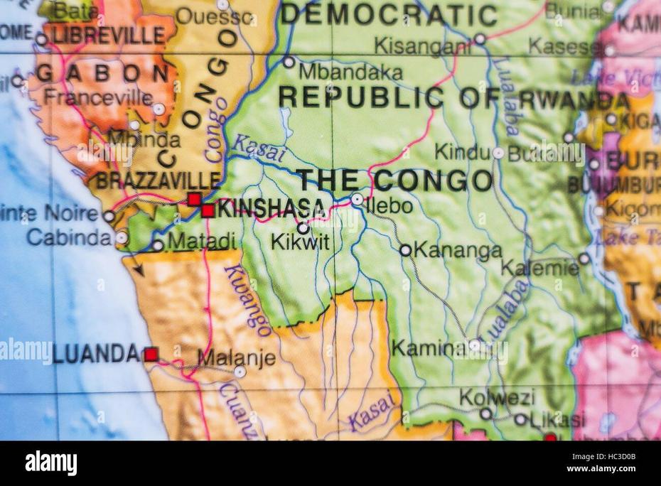 Photo Of A Map Of Democratic Republic Of The Congo And The Capital …, Businga, Congo (Kinshasa), Kinshasa City, Congo Flag