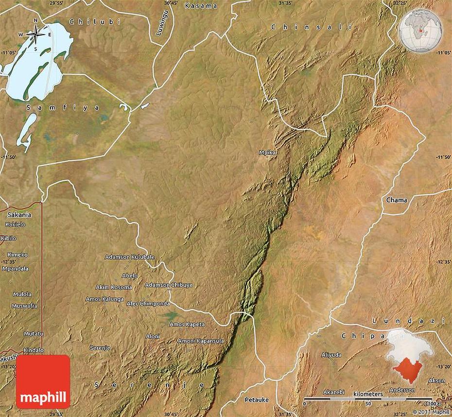 Satellite Map Of Mpika, Mpika, Zambia, Muchinga Zambia, Zambia Landmarks