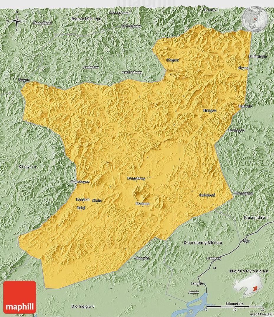 Savanna Style 3D Map Of Fengcheng, Fengcheng, China, Fenggang, Shanghai