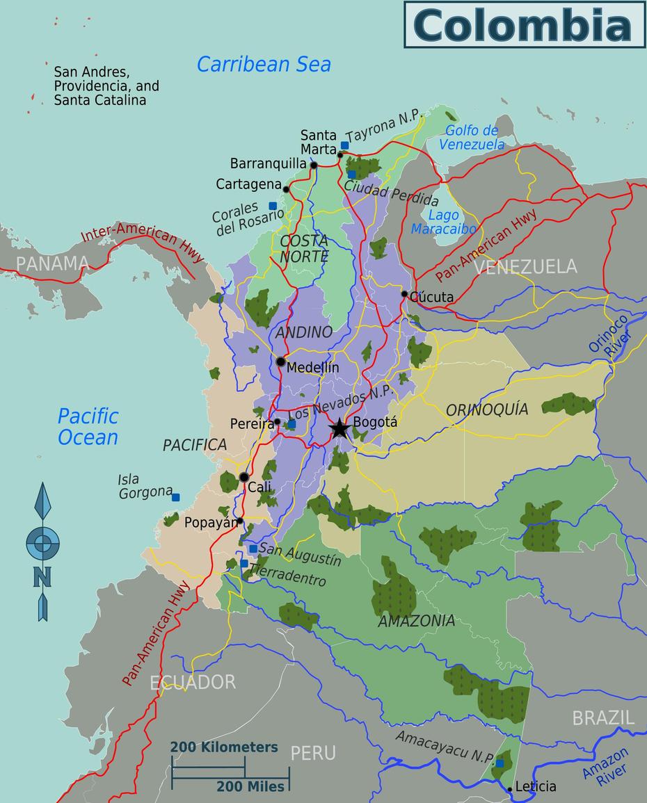 Colombia Regions Map – Mapsof, Caldono, Colombia, Medellin- Colombia, South America Cities