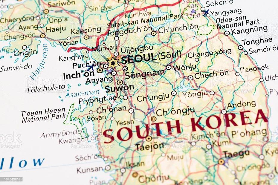 Detailed Map Of South Korea And Its Capital Seoul Stock Photo 184843814 …, Seoul, South Korea, S. Korea, South Korea On A