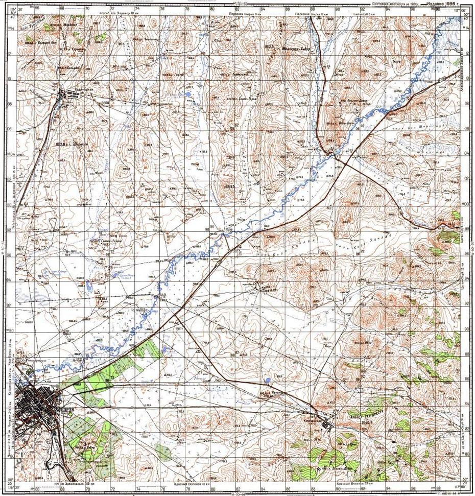 Download Topographic Map In Area Of Borzya, Khada-Bulak, Klyuchevskoye …, Borzya, Russia, Borzya Street, Krasnokamensk