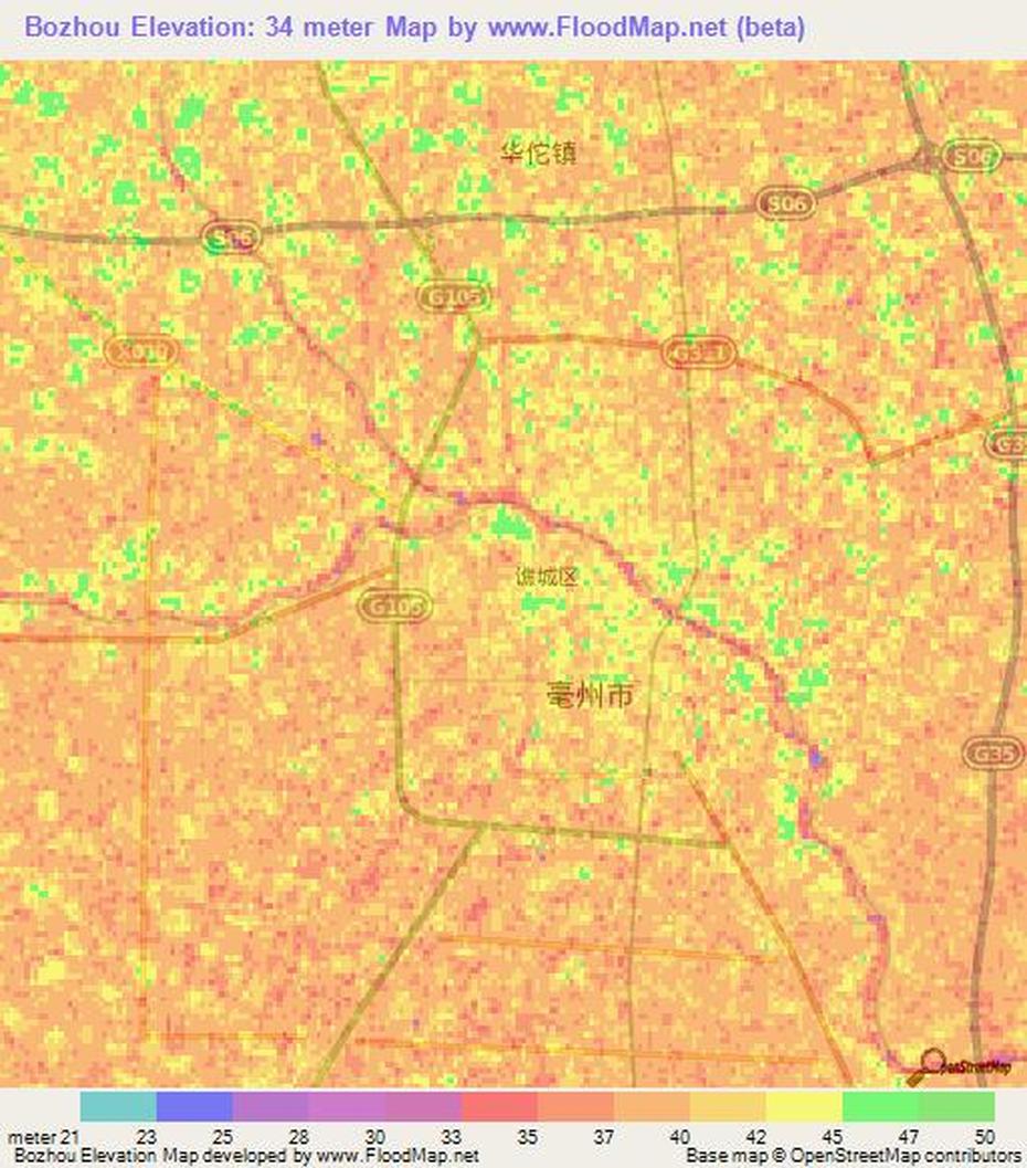 Elevation Of Bozhou,China Elevation Map, Topography, Contour, Bozhou, China, Tianjin China, Yangshuo China