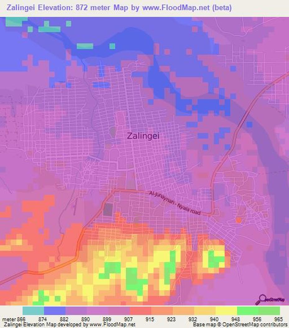 Elevation Of Zalingei,Sudan Elevation Map, Topography, Contour, Zalingei, Sudan, South Sudan On A, Sudan  Outline