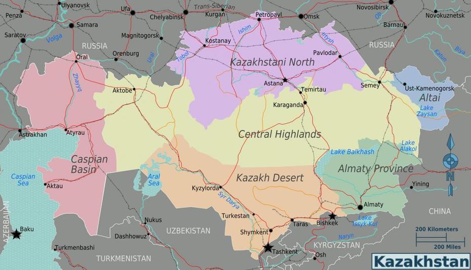 Kazakhstan Road, Kazakhstan Location, Asia Centrale, Aqtöbe, Kazakhstan