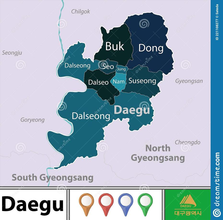 Map Of Daegu, South Korea Stock Vector. Illustration Of Boundary …, Daegu, South Korea, South Korea Road, Taegu Korea