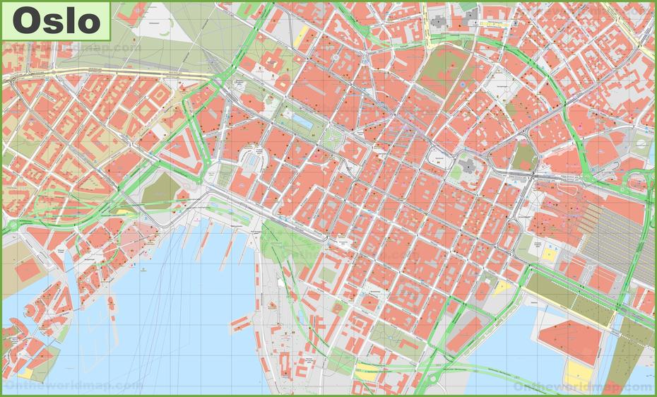 Oslo City Center Map, Oslo, Norway, Bergen Norway, Northern Norway