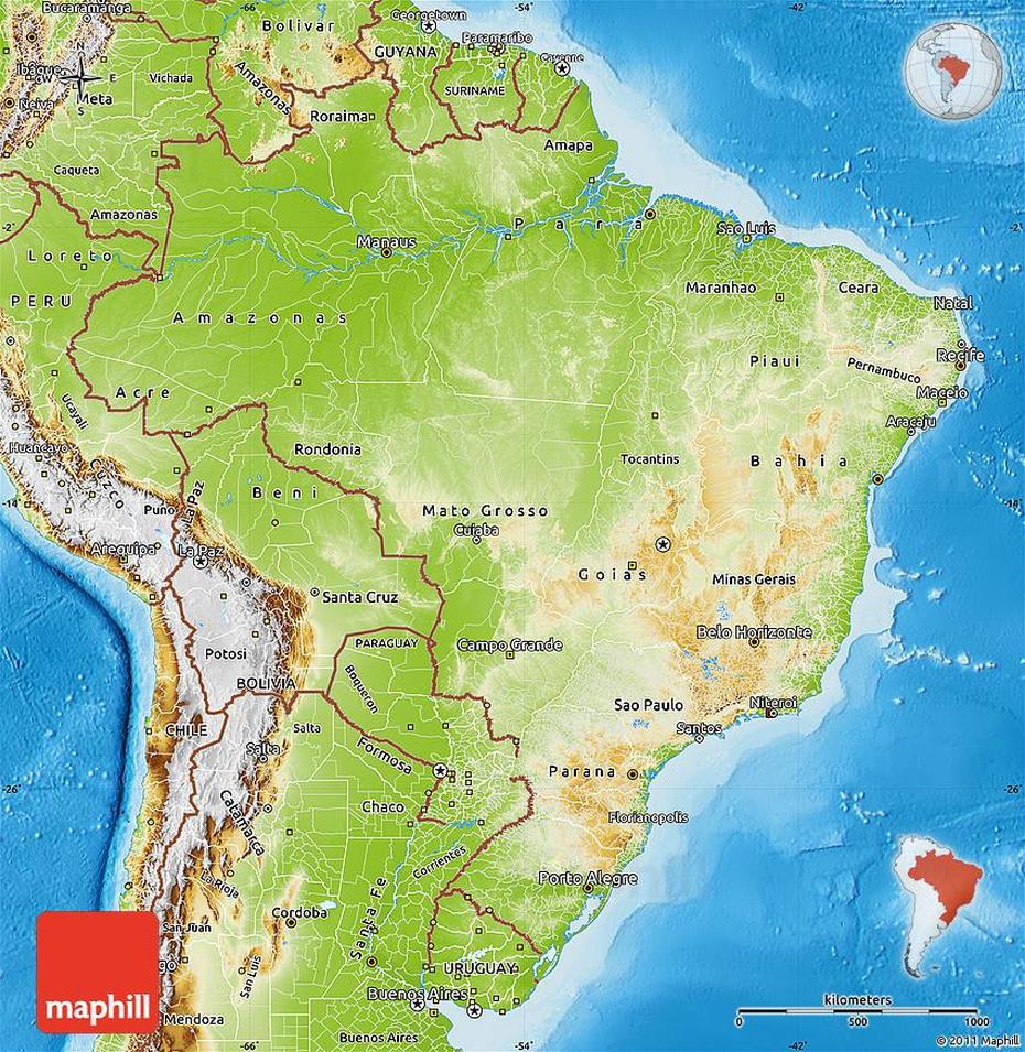 Physical Maps Of Brazil, Estreito, Brazil, Brazil City, Brazil  Kids