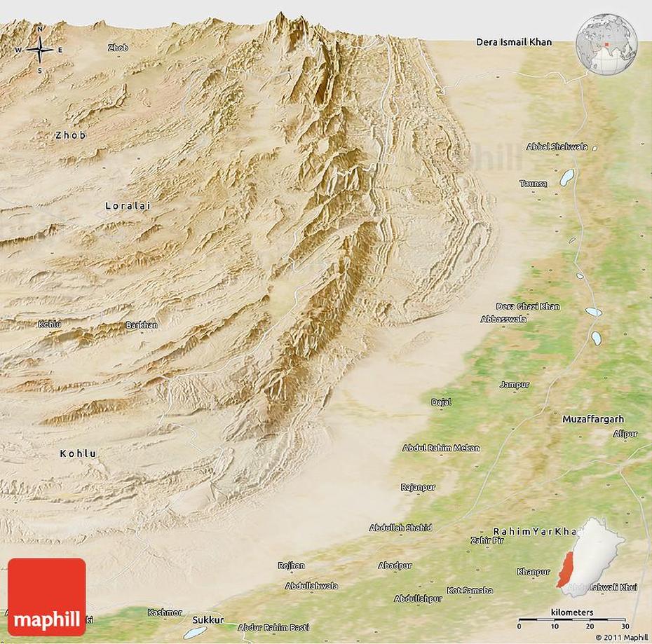 Satellite Panoramic Map Of Dera Ghazi Khan, Dera Ghazi Khan, Pakistan, Dera Ismail Khan, Toba Tek  Singh