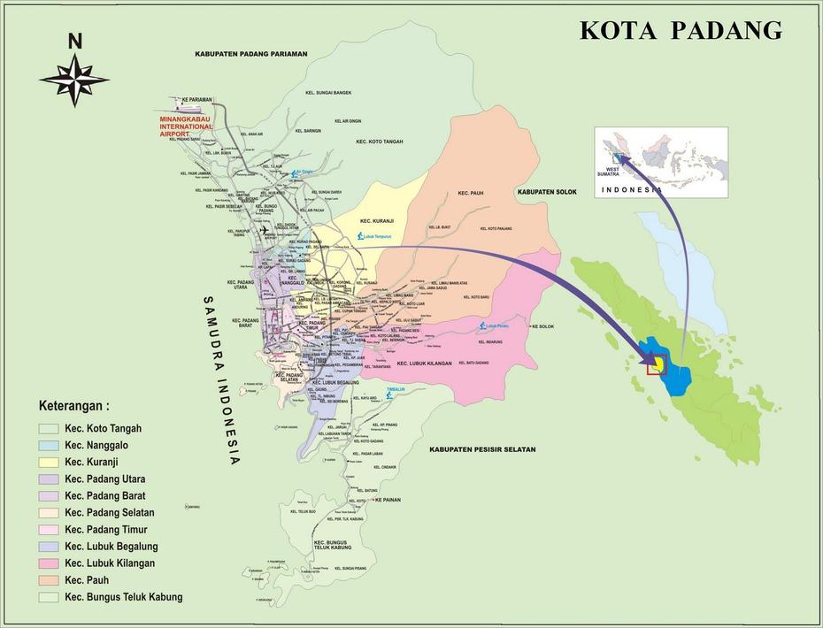 West Sumatra, Peta Kota Padang, Padang, Padang, Indonesia