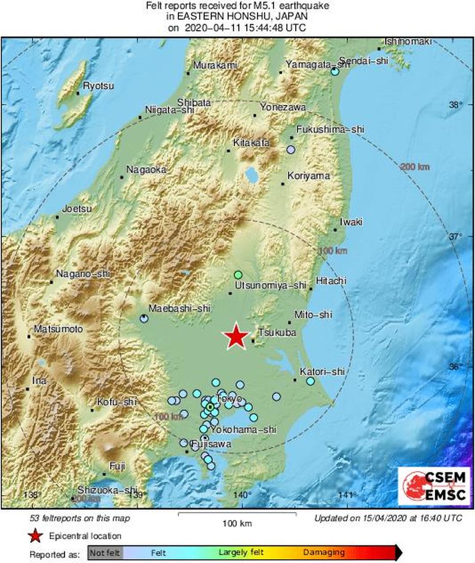 2020-04-11 Mb 5.1 Eastern Honshu, Japan, Honchō, Japan, Takamatsu  City, Okayama Japan