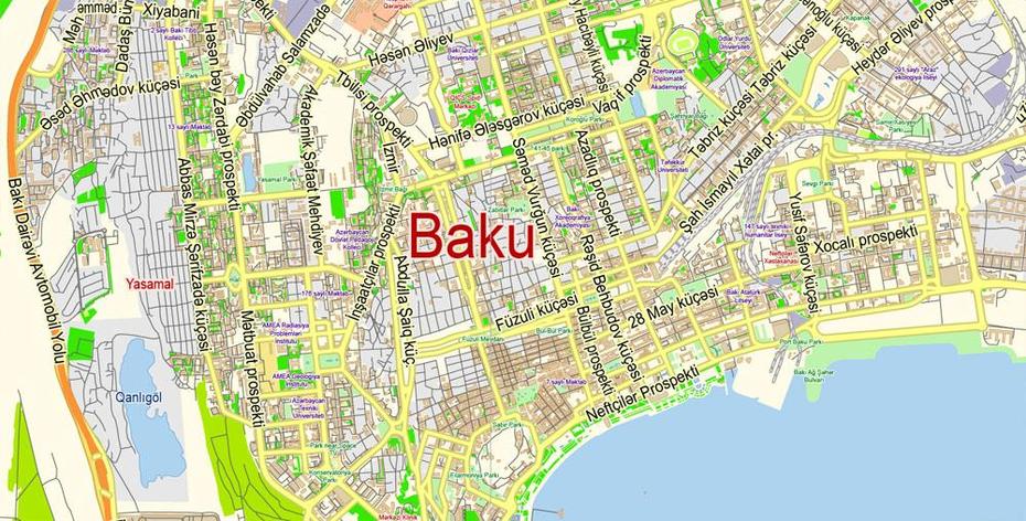 Baku Pdf Map Azerbaijan Eng / Az Low Detailed City Plan Editable, Baku, Azerbaijan, Baku City, Azerbaijan A