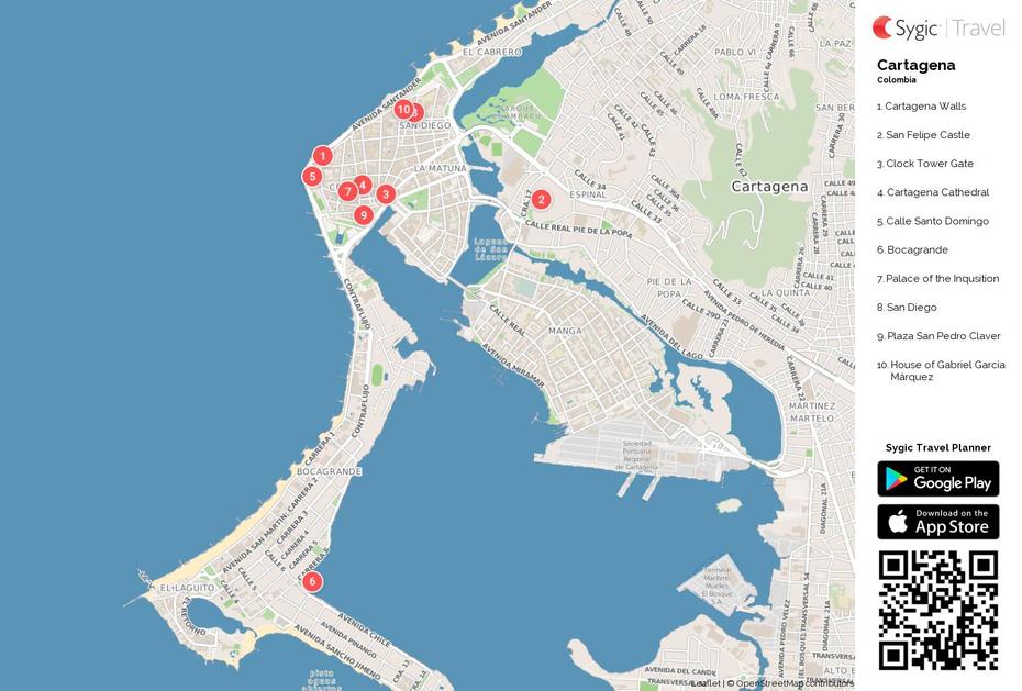 Cartagena Printable Tourist Map | Sygic Travel, Cartagena, Colombia, Cartagena Spain, Of Cartagena