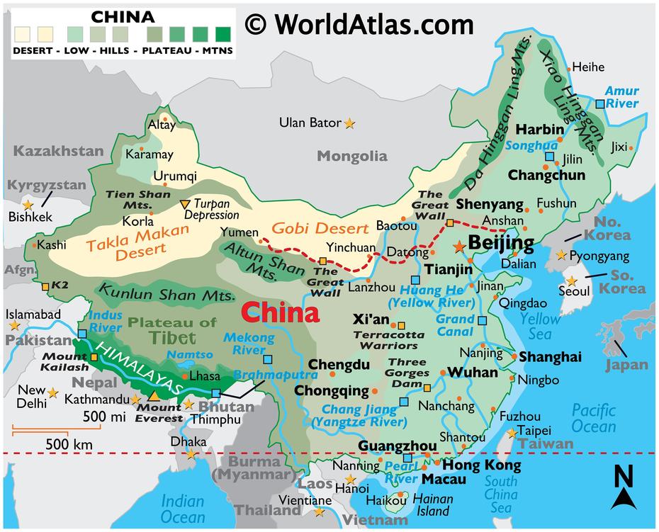 China Map / Geography Of China / Map Of China – Worldatlas, Tanbei, China, Weifang China, Linyi China