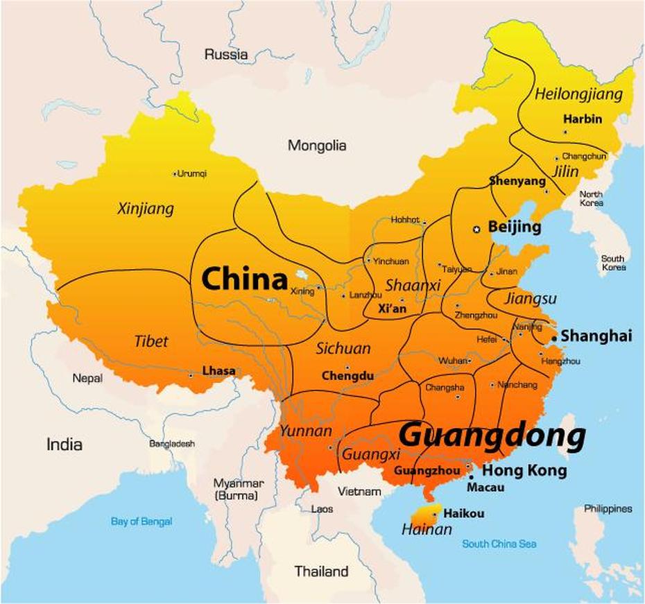 Guangdong Map Showing Attractions & Accommodation, Guang’An, China, Of Hebei, Handan  City