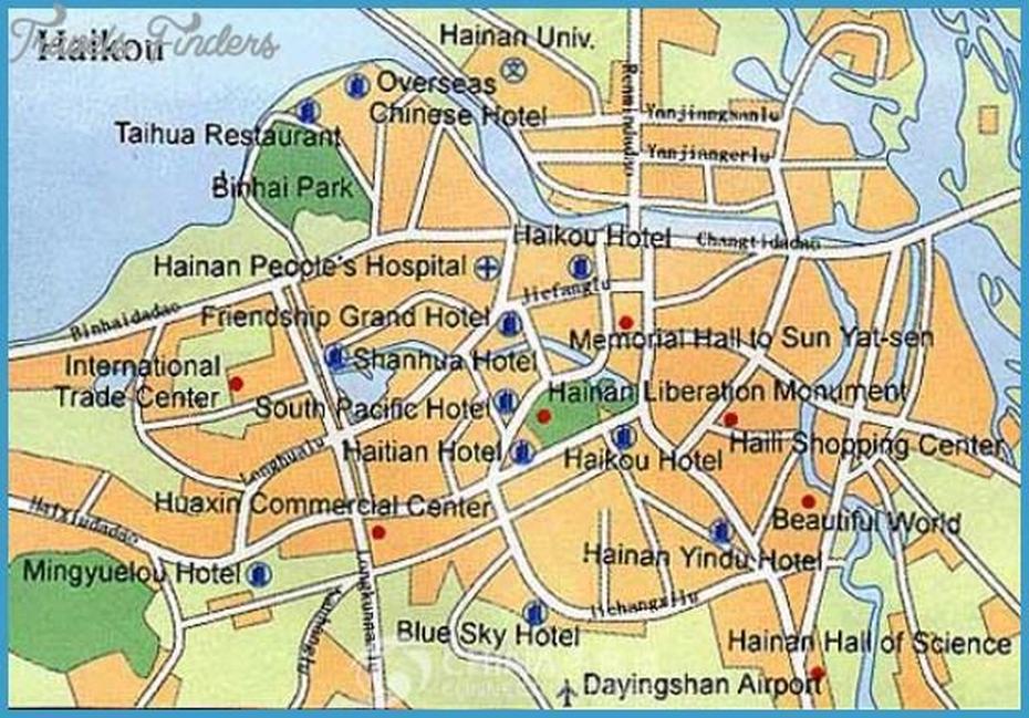 Haikou Map – Travelsfinders, Haikou, China, Zhenjiang China, Haikou Airport