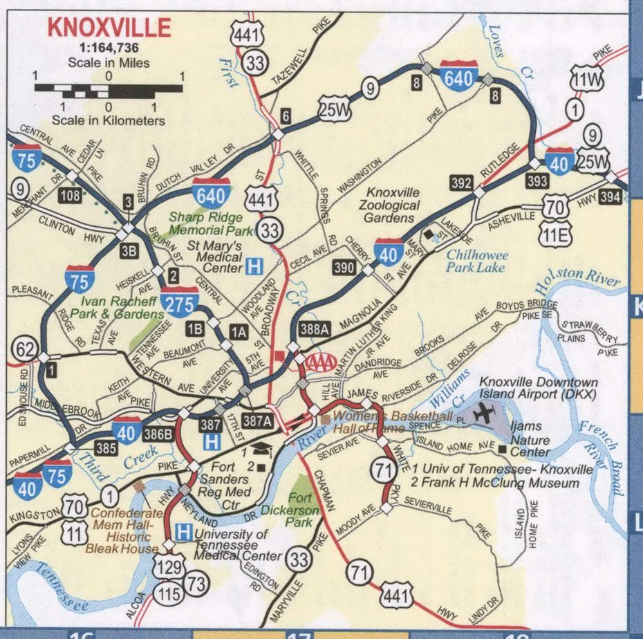 Knoxville Tn Roads Map, Highway Map Knoxville City Surrounding Area, Knoxville, United States, Downtown Knoxville, Knoxville Tennessee