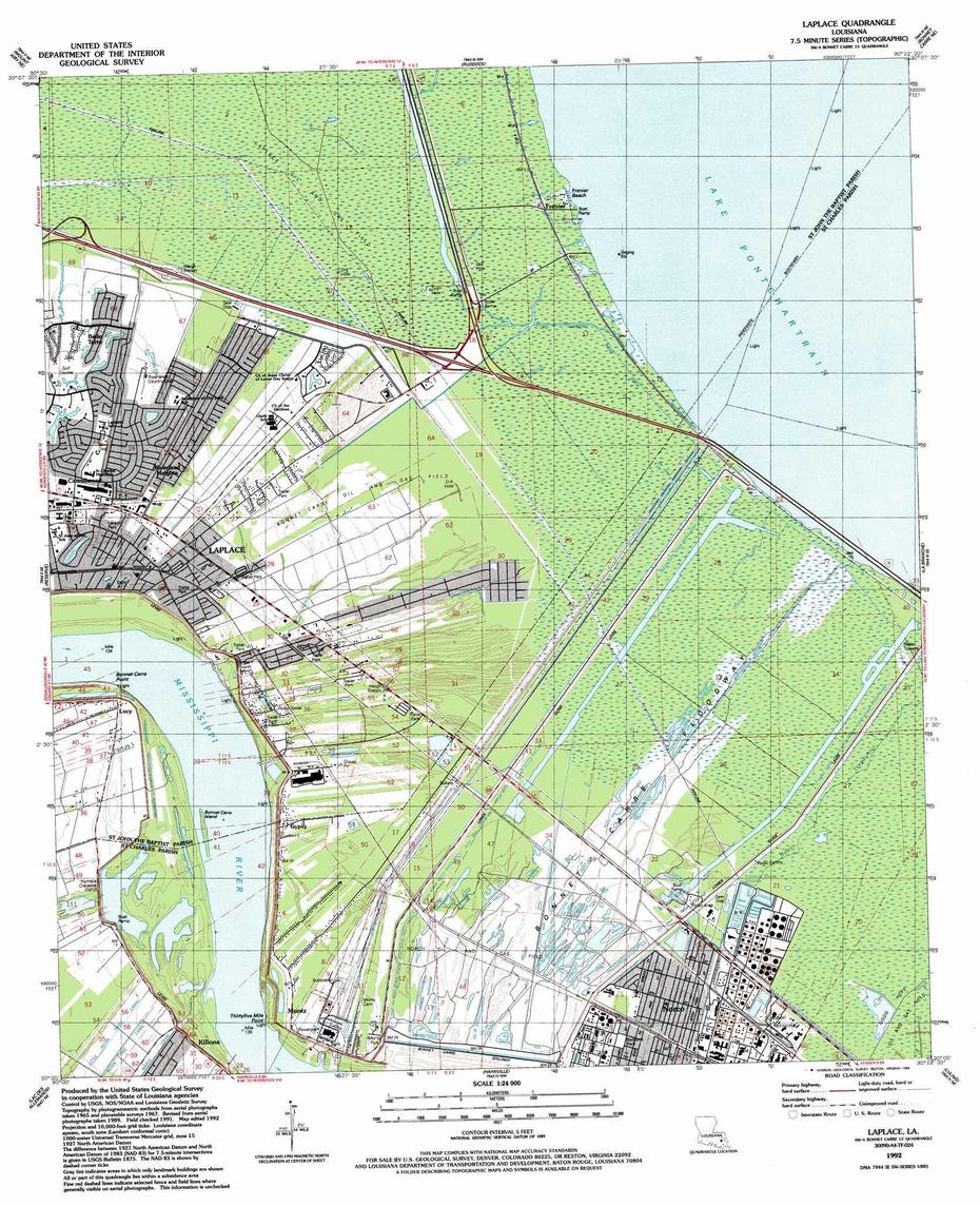 Laplace Topographic Map, La – Usgs Topo Quad 30090A4, Laplace, United States, Louisiana Weather, Prairieville La