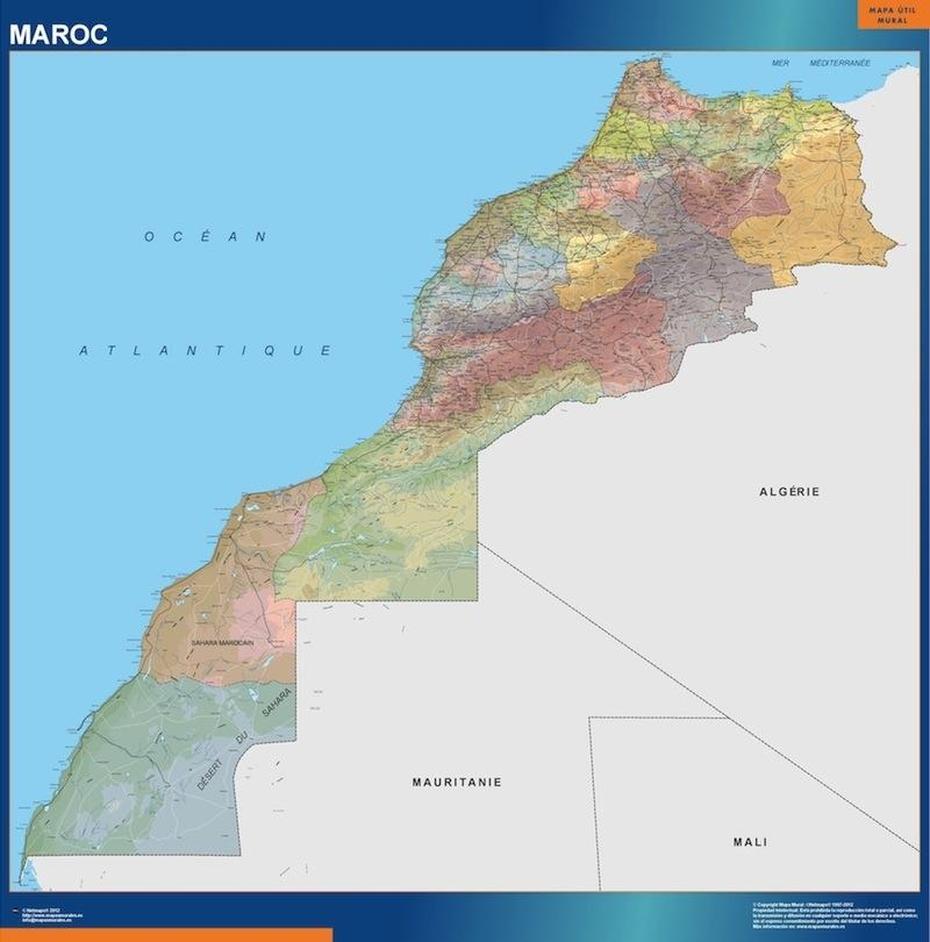 Morocco Wall Map | Laminated Wall Maps Of The World., Sale, Morocco, Morocco World, Marrakech Morocco