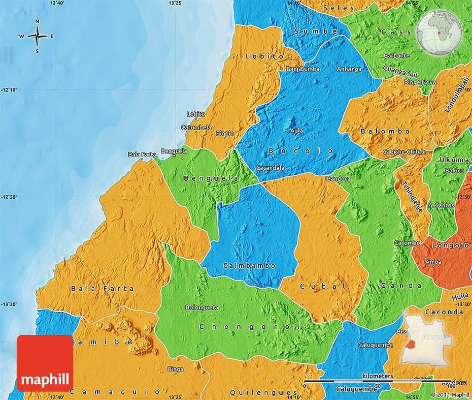 Political Map Of Benguela, Benguela, Angola, Luanda Beach, Angola Land