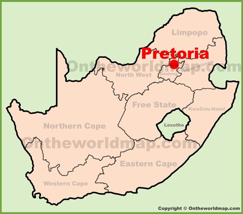 Pretoria Location On The South Africa Map, Pretoria, South Africa, South Africa On Africa, Pretoria City