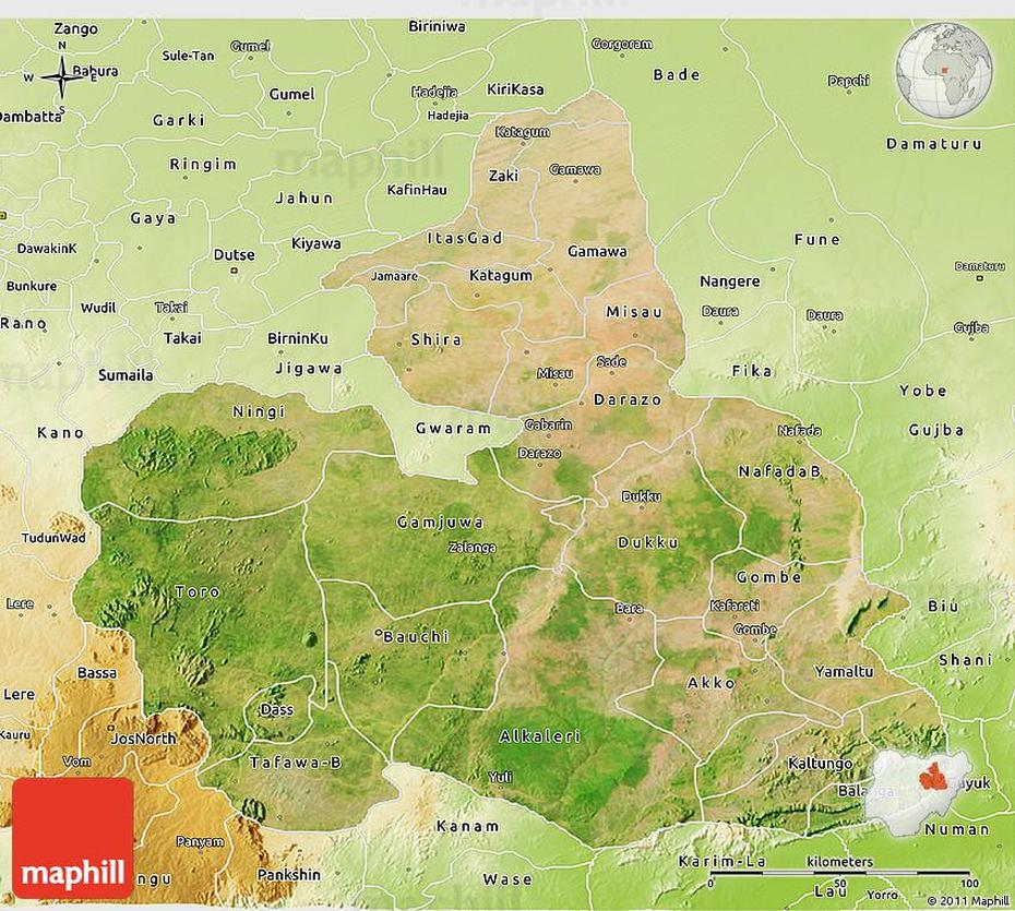 Satellite 3D Map Of Bauchi, Physical Outside, Bauchi, Nigeria, Emir  Palace, Of Enugu State Nigeria