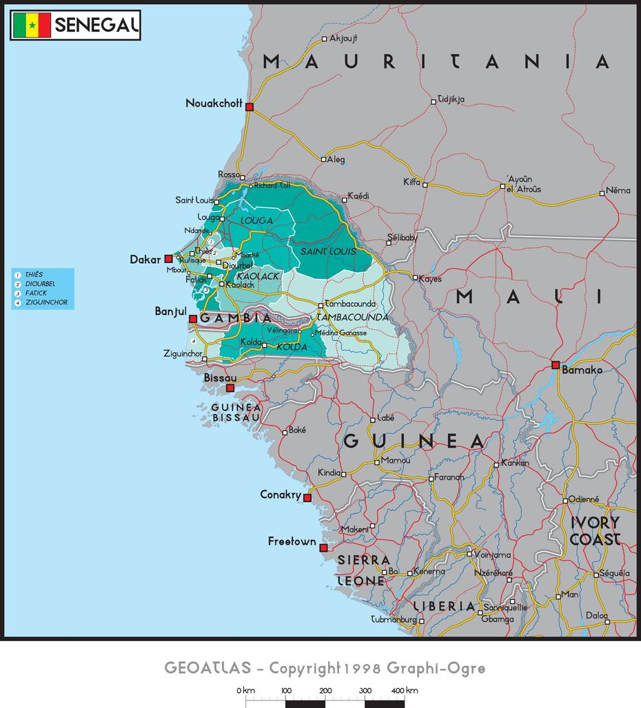 Senegal Political Wall Map | Maps, Dara, Senegal, Dara Syria, Data Visualization