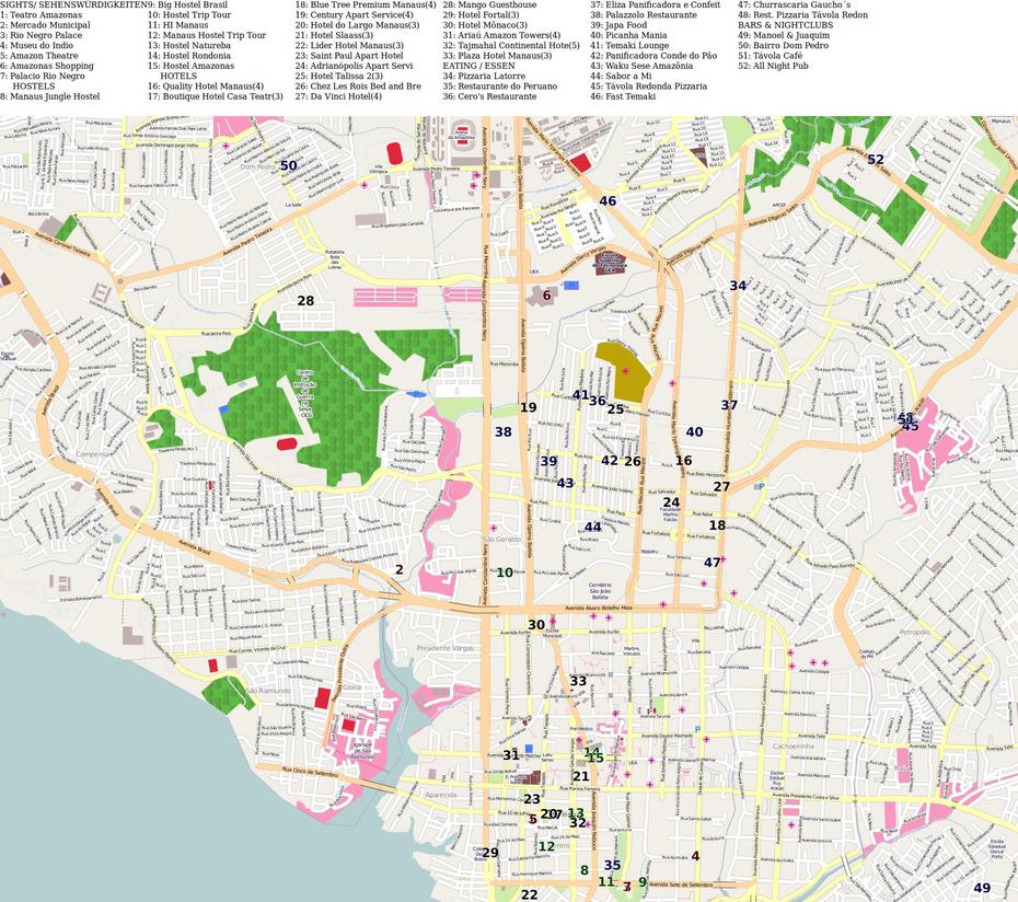 Touristic Map Of Manaus – Full Size | Gifex, Manaus, Brazil, Amazonas Brazil, Amazonas