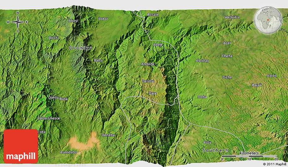 B”Satellite 3D Map Of Welkite”, Welk’Īt’Ē, Ethiopia, Turntable  Base, Wall-E  Plant