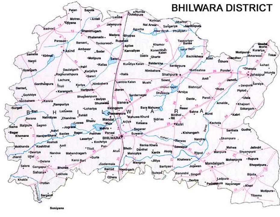Bhilwara District Map – View Bhilwara District Road Map Of Bhilwara …, Bhīlwāra, India, Jaipur  District, Rajasthan  News