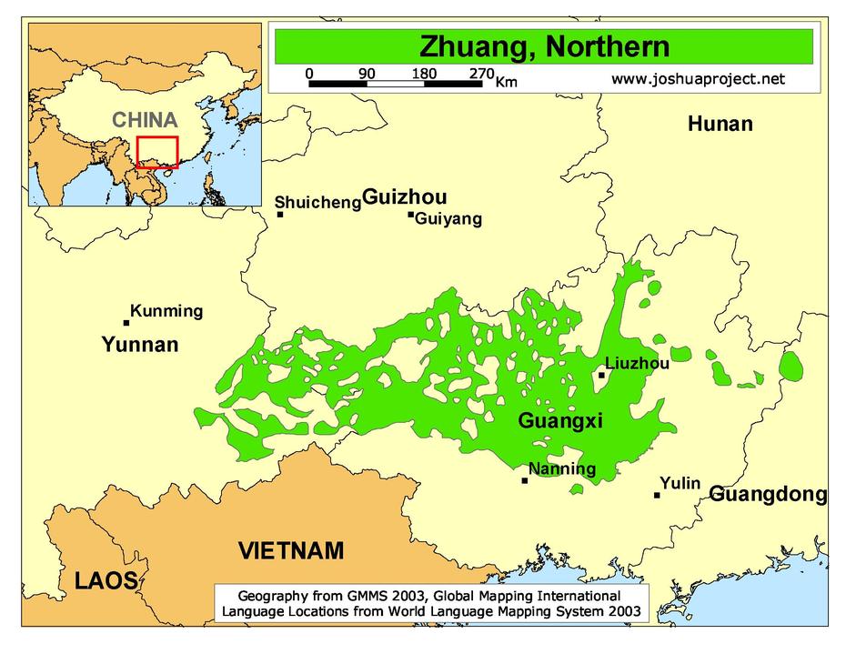 Distribution Of Northern Zhuang Speakers In Guangxi And Yunnan …, Zhangguzhuang, China, Zhan Zhuang Qigong, Zhuang Language